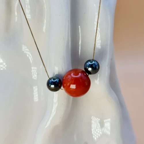 Girocollo in Oro, Corallo, Ematite