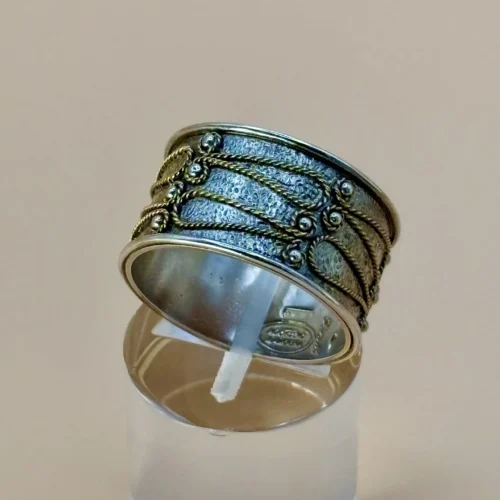 Anello Fascia in Filigrana, Oro e Argento